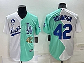 Los Angeles Dodgers #42 Jackie Robinson White Green Number 2022 Celebrity Softball Game Cool Base Jersey,baseball caps,new era cap wholesale,wholesale hats